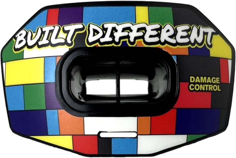 DAMAGE CONTROL Youth Football Mouth Guard – Breathable No Boil Mouthpiece, Protects Lips & Teeth, Works with Braces, Includes Helmet Strap – Sports Gear & Accessories (Built Different) - Image 1